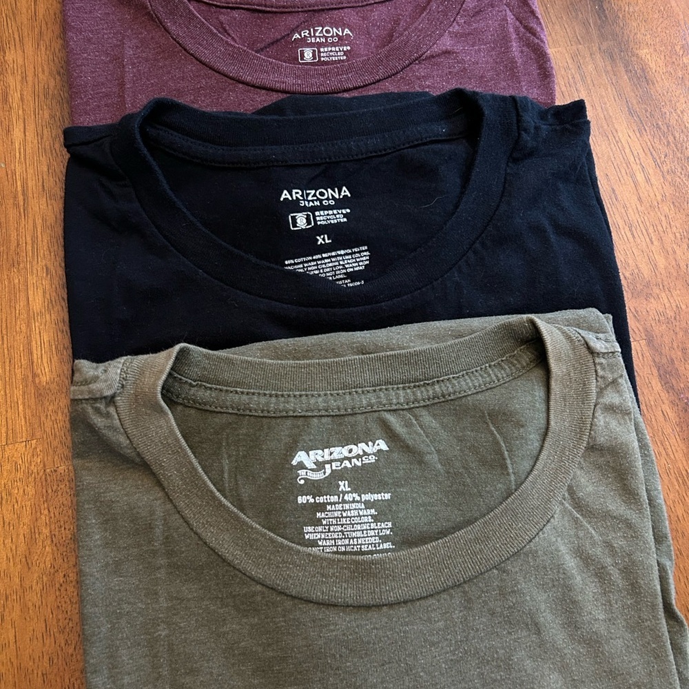 Arizona Jean Co. Men's Short Sleeve Tees Bundle | XL | Burgundy, Black, Olive